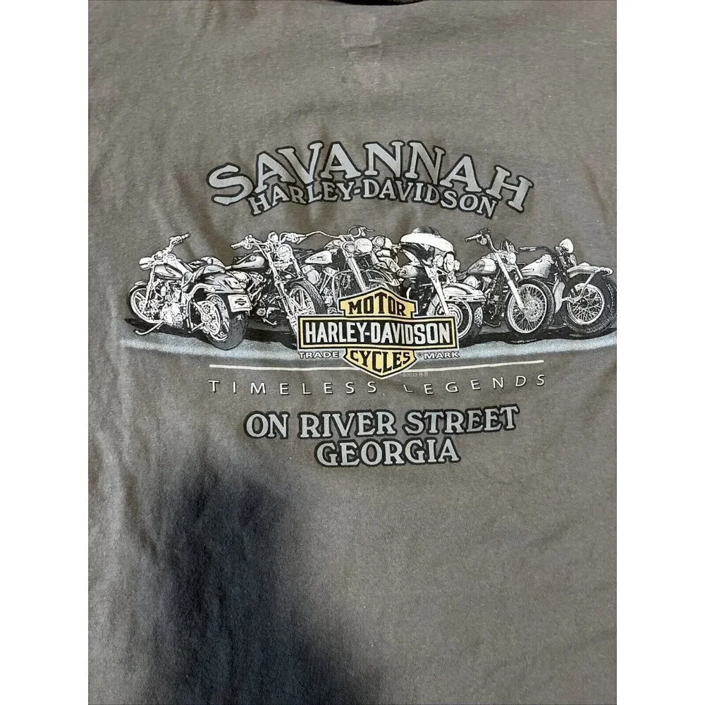 Harley Davidson T-shirt Mens 2XL Grey 2016 HD Savannah GA Timeless Legen… - Picture 9 of 9